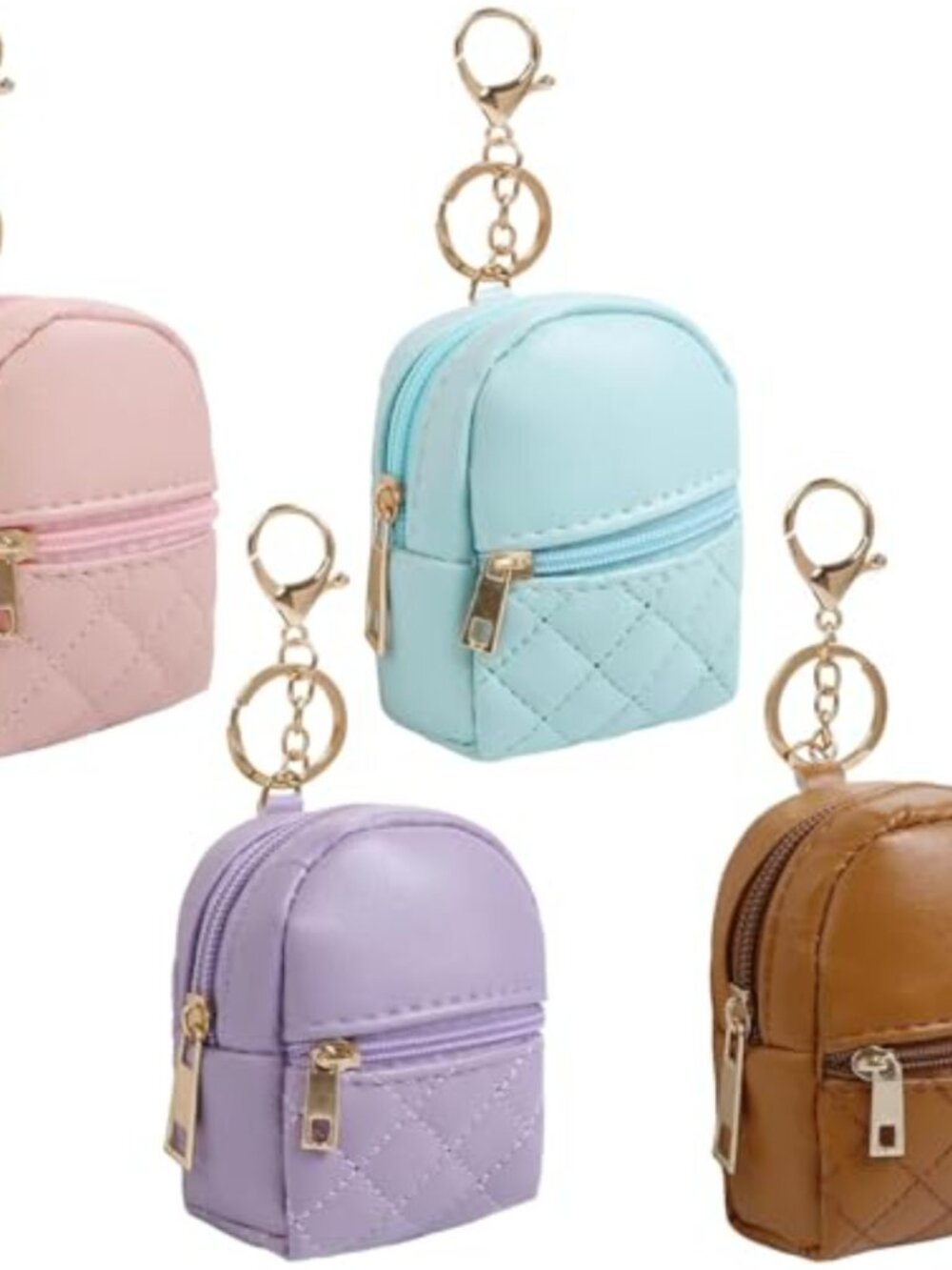 4Pcs Mini Backpack Keychain PU Leather Cosmetic Coin Purse Bag